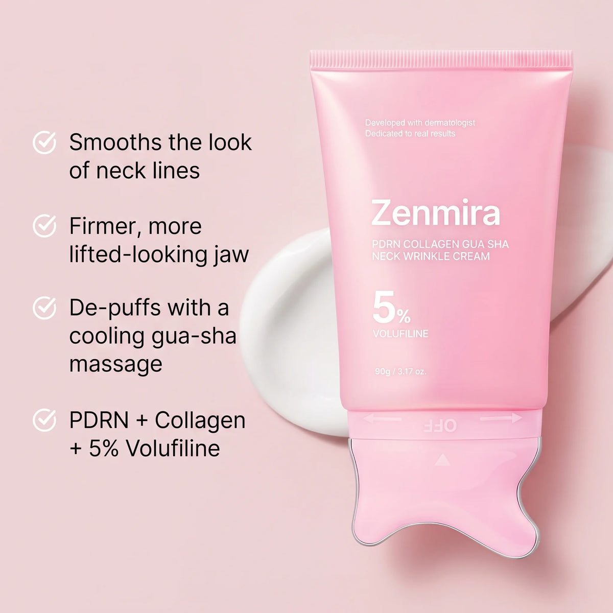 Zenmira PDRN Collagen Gua Sha Neck Wrinkle Cream — benefits card