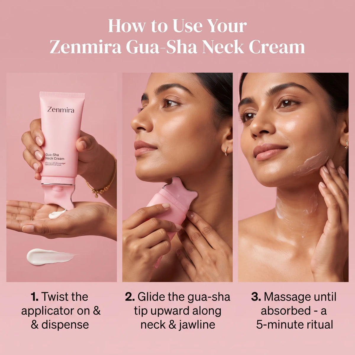 Zenmira PDRN Collagen Gua Sha Neck Wrinkle Cream — how to