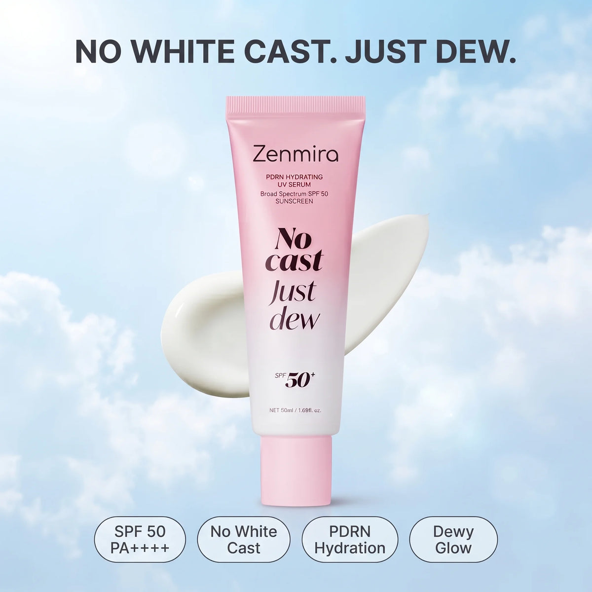 Zenmira No Cast Just Dew PDRN Hydrating UV Sun Serum — hero